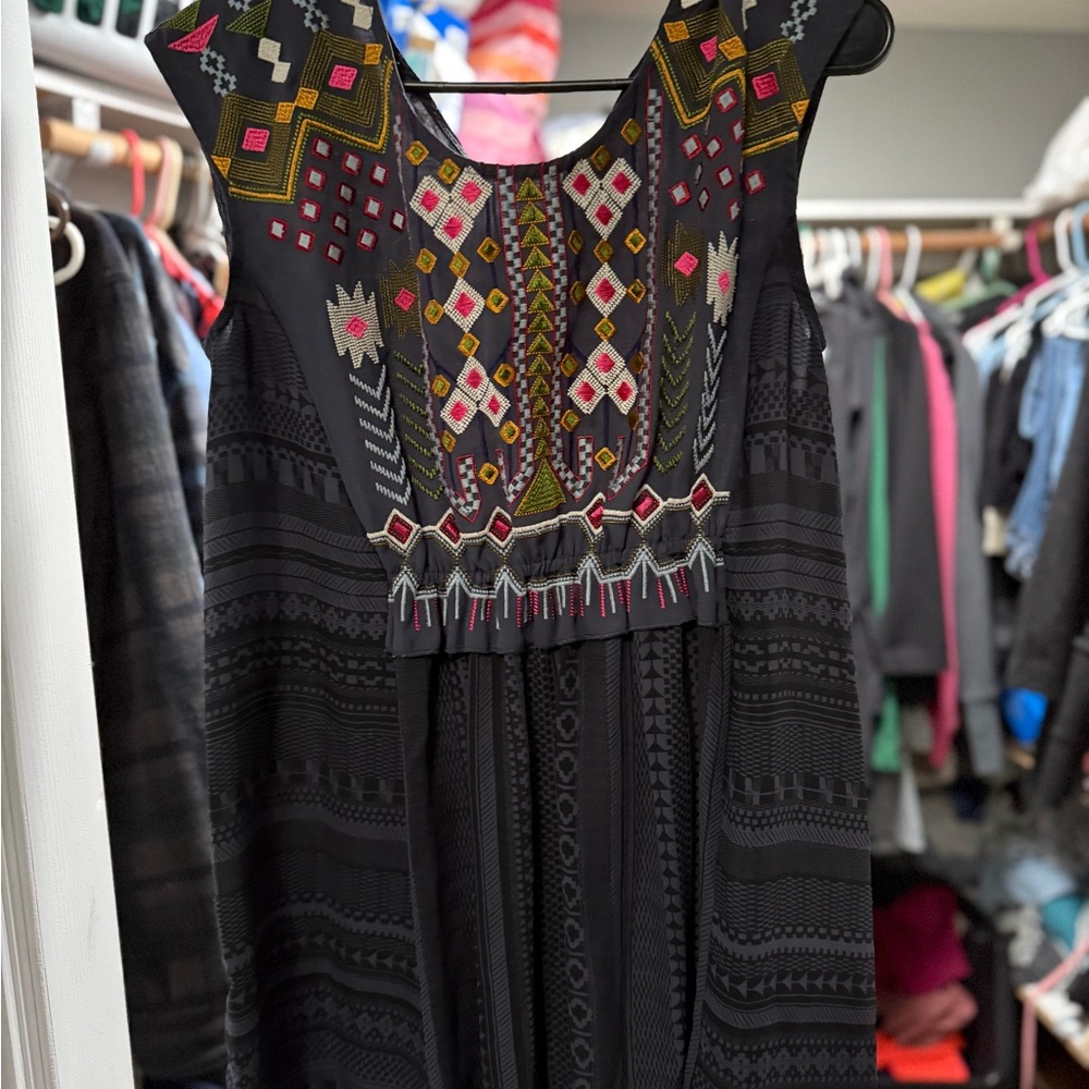 Embroidered Black Dress